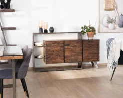 Online Buffet 3 portes design déstructuré en bois et métal 