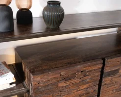 Online Buffet 3 portes design déstructuré en bois et métal 