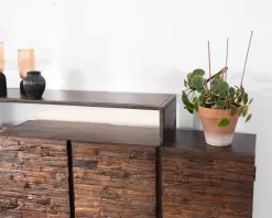 Online Buffet 3 portes design déstructuré en bois et métal 