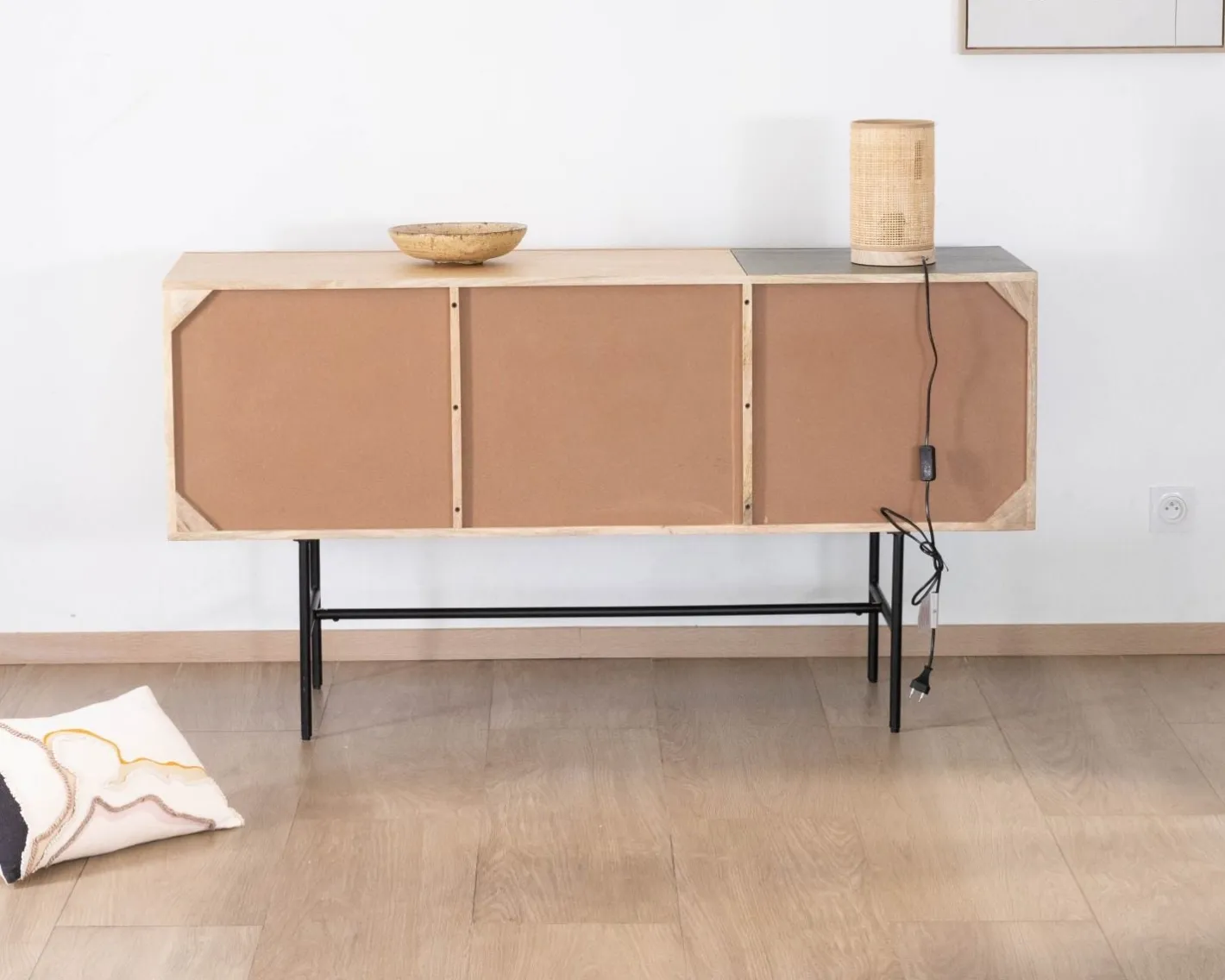 Buffet 3 portes japandi bicolore bois et métal "Elegancy" 150 cm Buffet Et Bahut