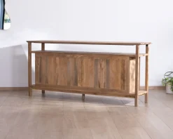 Clearance Buffet 4 portes style Japandi en manguier massif "Haya" 200 cm Buffet Et Bahut