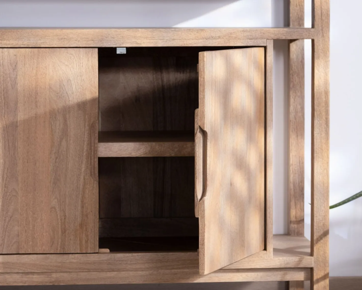 Clearance Buffet 4 portes style Japandi en manguier massif "Haya" 200 cm Buffet Et Bahut
