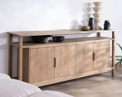 Clearance Buffet 4 portes style Japandi en manguier massif