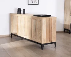 Hot Buffet épuré bicolore en manguier naturel et noir 180 cm 