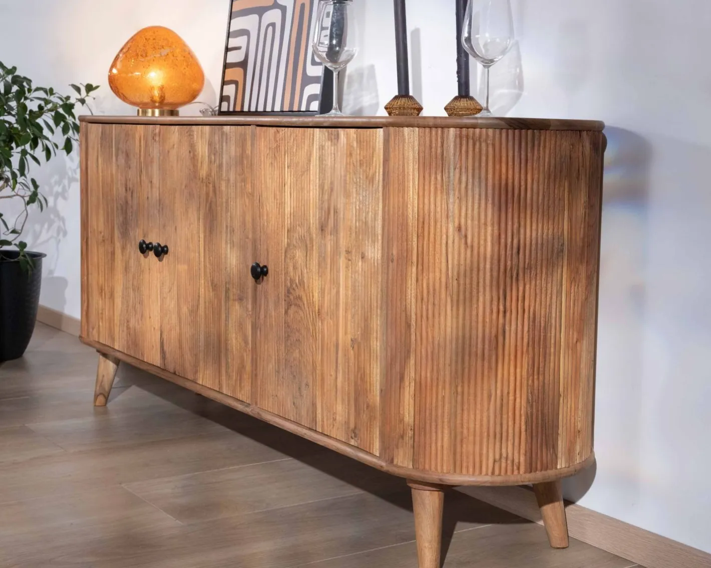 Best Buffet rétro 3 portes en acacia massif "Boomer" 175 cm Buffet Et Bahut