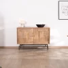 New Buffet rétro 2 portes façades à empiècements en acacia "Puzzle" 120 cm Buffet Et Bahut