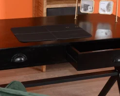 Outlet Bureau noir en bois et métal 120cm "Atelier" Bureau