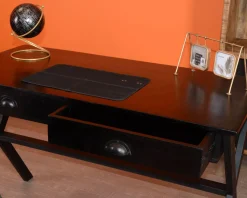 Outlet Bureau noir en bois et métal 120cm 