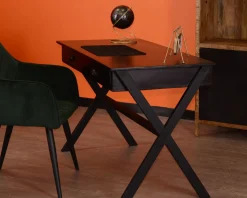 Outlet Bureau noir en bois et métal 120cm 
