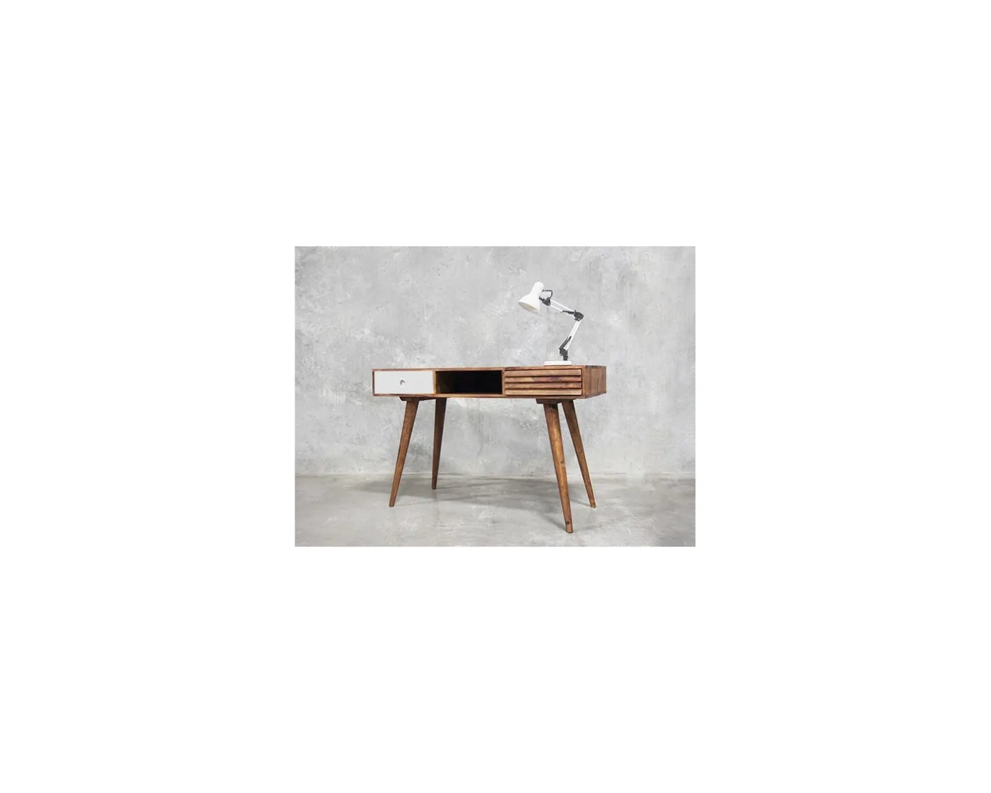 Clearance Bureau scandinave en palissandre "Vintage grey" tiroir blanc Bureau