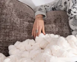 Sale Canapé angle gauche ultra confort en tissu chenillé doux gris cendre