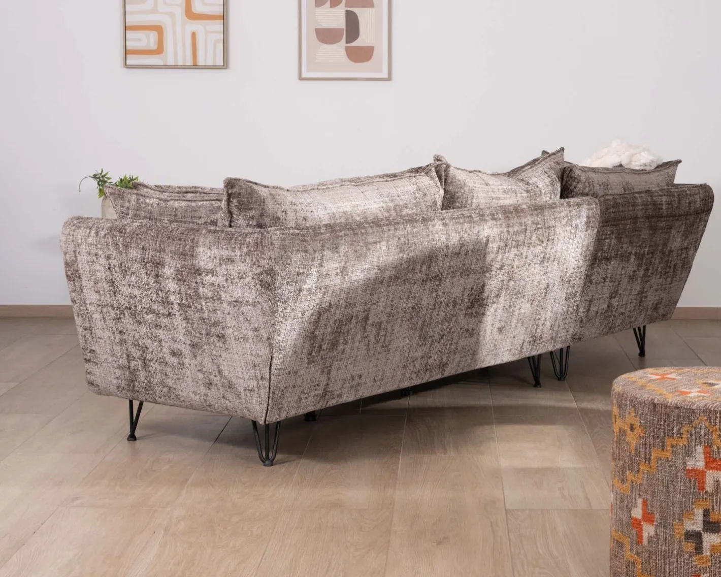 Sale Canapé angle gauche ultra confort en tissu chenillé doux gris cendre "Hasting" Canapé D'Angle|Canapé 3 Places