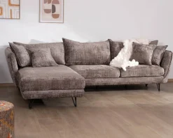Sale Canapé angle gauche ultra confort en tissu chenillé doux gris cendre