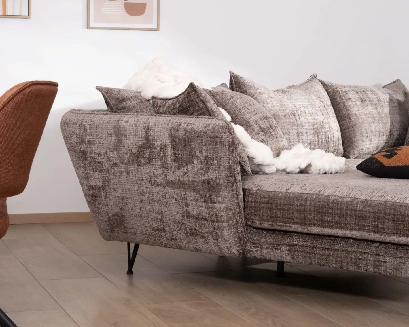 Sale Canapé angle gauche ultra confort en tissu chenillé doux gris cendre "Hasting" Canapé D'Angle|Canapé 3 Places