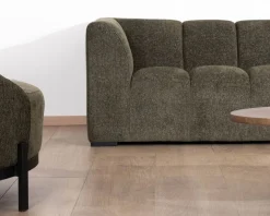 Discount Canapé avec méridienne en tissu bouclette vert "Enjoy Home" Canapé D'Angle|Canapé 3 Places