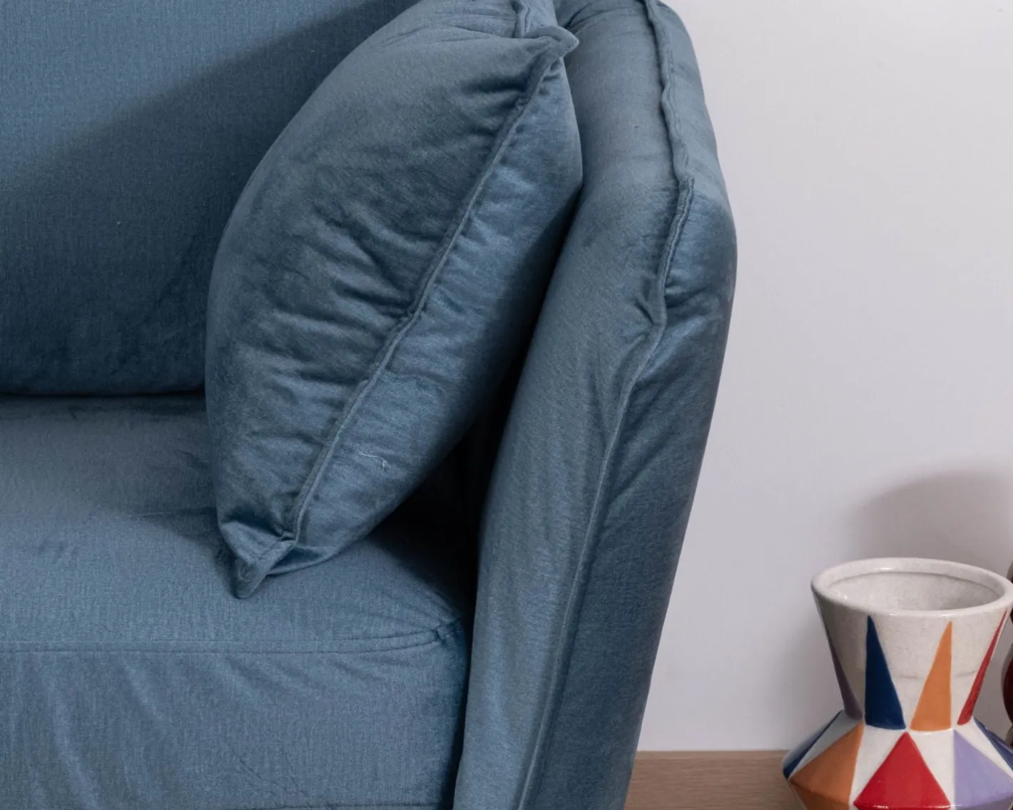 Discount Canapé bleu 3 places bleu design vintage tissu et métal "Hasting" Canapé 3 Places|Canapé Droit Fixe