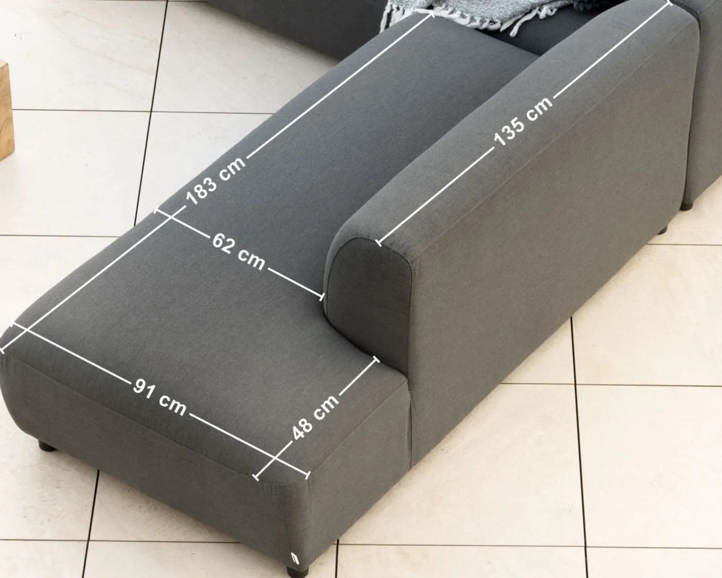 Clearance Canapé chauffant spécial extérieur en tissu anthracite "Aurora" retour à droite Canapé De Jardin