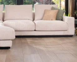 Online Canapé confort en velours côtelé beige avec méridienne design
