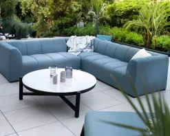 Sale Canapé d'angle en tissu turquoise haut de gamme