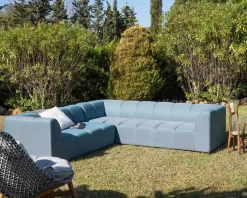 Sale Canapé d'angle en tissu turquoise haut de gamme