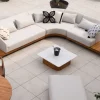 Sale Canapé d'angle extérieur écru et teck "Haruku Island" retour droit Canapé De Jardin