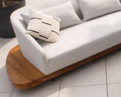 Sale Canapé d'angle extérieur écru et teck