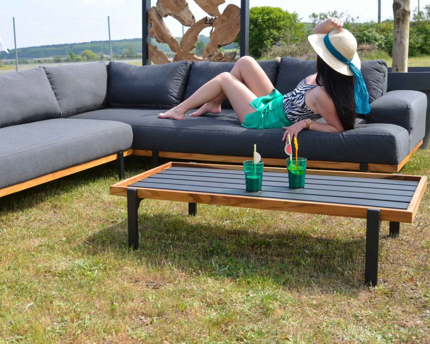 Best Canapé d'angle extérieur haut de gamme tissu Sunbrella "Maluku Island" Canapé De Jardin
