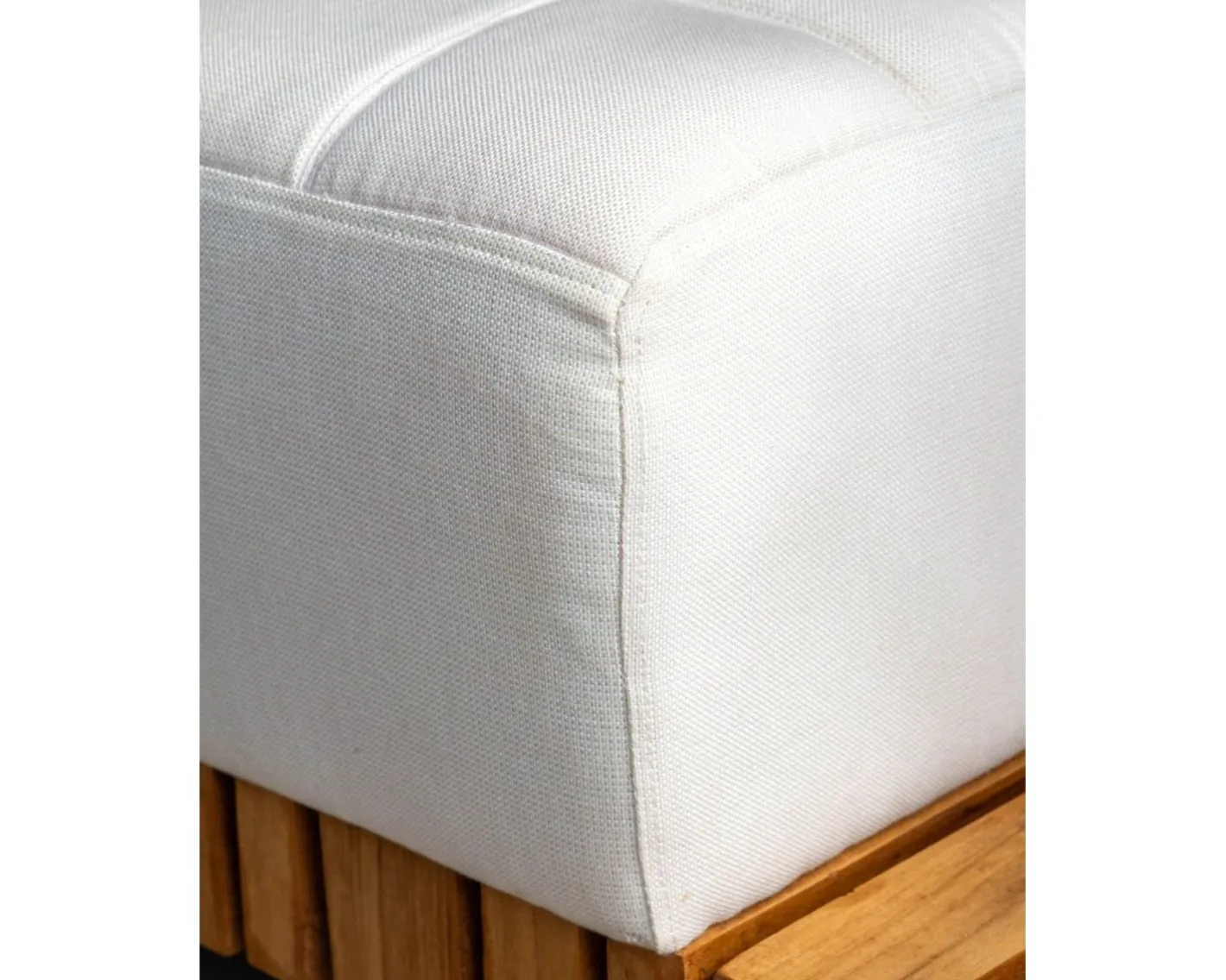 Discount Canapé d'angle pour terrasse et jardin en tissu Sunbrella écru "Lombok" retour droit Canapé De Jardin