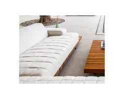 Discount Canapé d'angle pour terrasse et jardin en tissu Sunbrella écru
