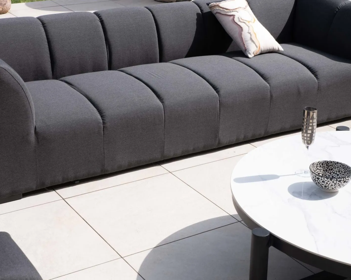 Online Canapé d'angle spécial extérieur tissu gris foncé haut de gamme "Terrasse" Canapé De Jardin