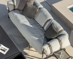 Hot Canapé de terrasse 3 places matelassé tissu Sunbrella gris clair