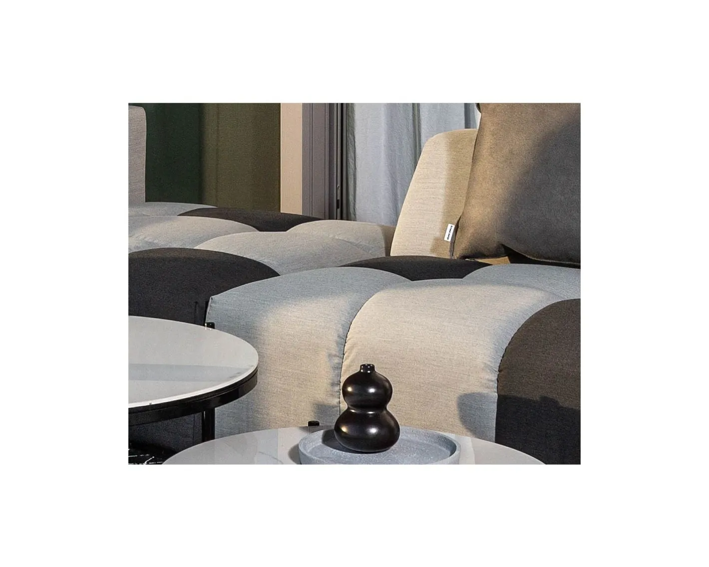 Discount Canapé d'extérieur angle droit design bicolore en tissu Sunbrella "Lazy Beach" Canapé De Jardin