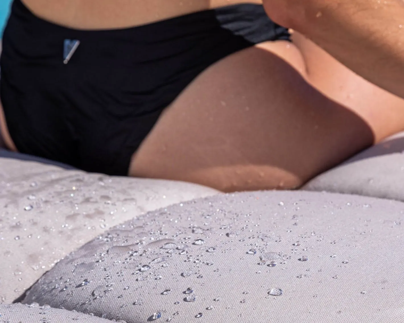 Discount Canapé d'extérieur angle droit design bicolore en tissu Sunbrella "Lazy Beach" Canapé De Jardin