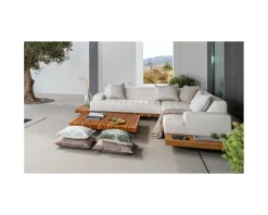 Canapé d'extérieur avec retour gauche tissu Sunbrella écru " Lombok" Canapé De Jardin