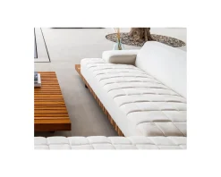 Canapé d'extérieur avec retour gauche tissu Sunbrella écru