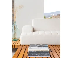 Canapé d'extérieur avec retour gauche tissu Sunbrella écru