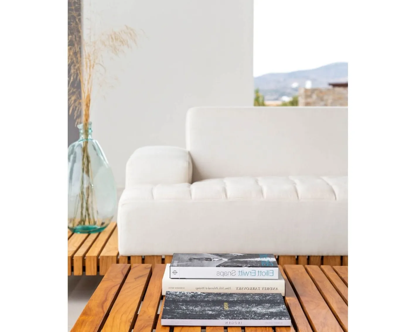 Canapé d'extérieur avec retour gauche tissu Sunbrella écru " Lombok" Canapé De Jardin