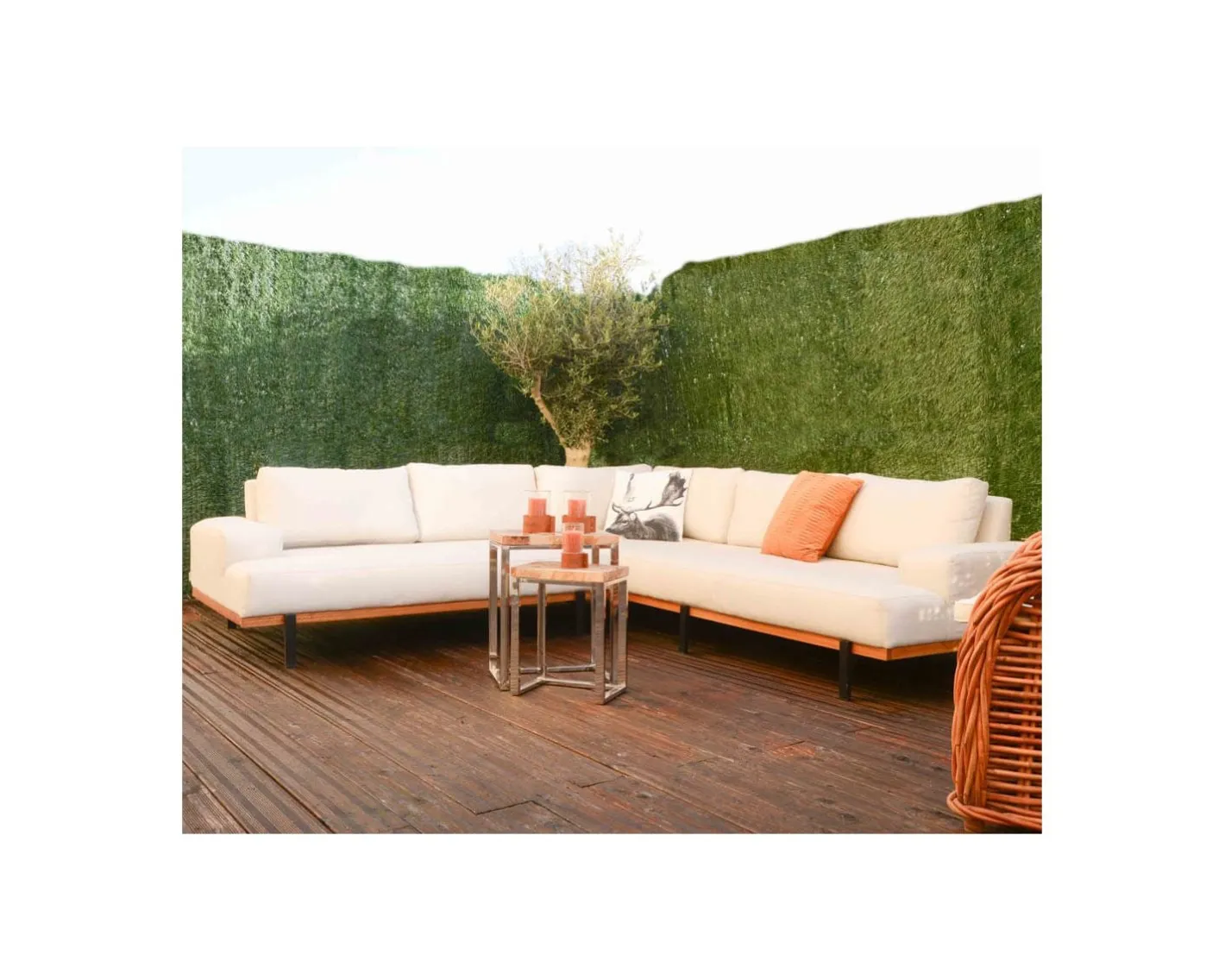 New Canapé d'extérieur haut de gamme tissu Sunbrella et teck "Maluku Island" Canapé De Jardin