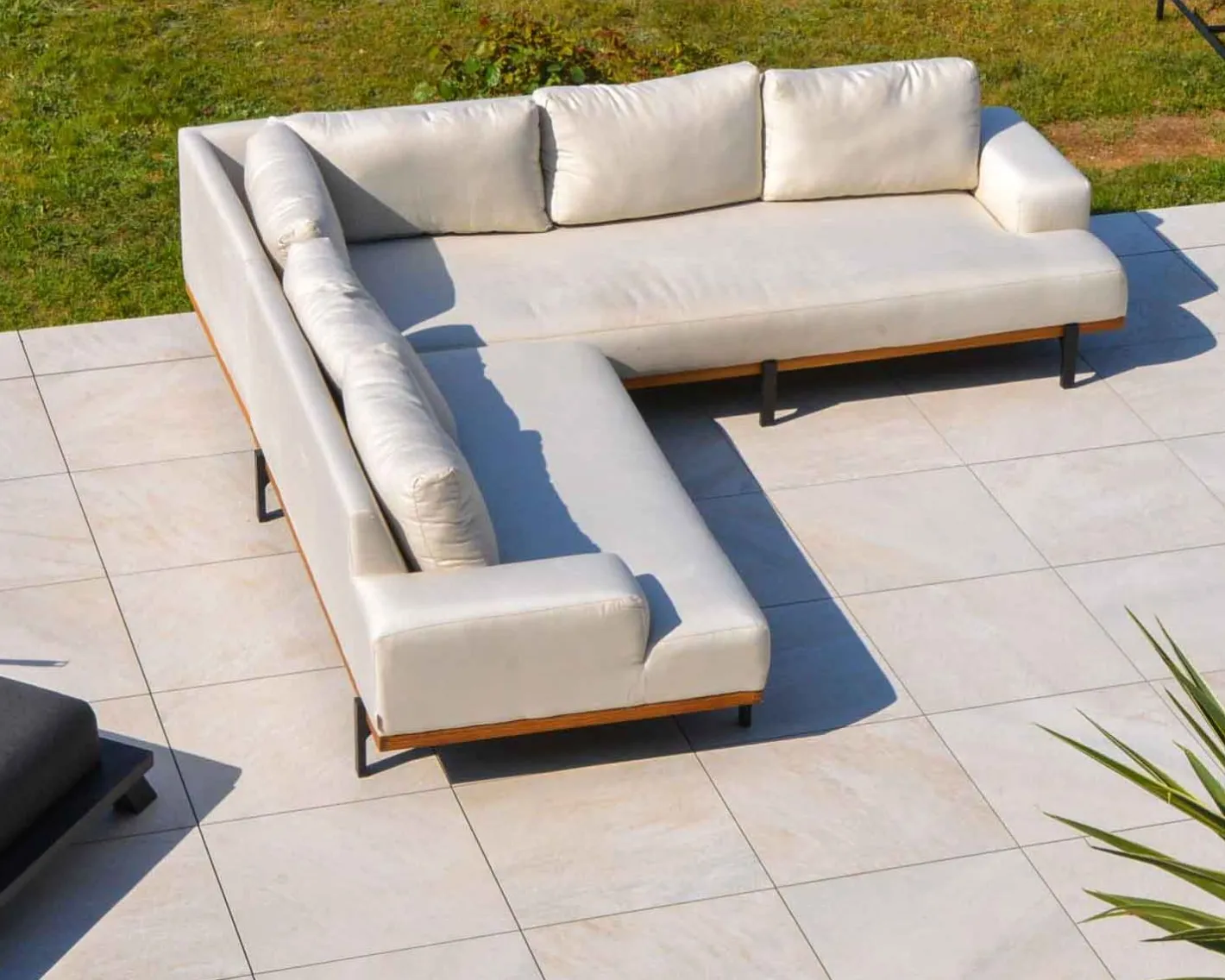 New Canapé d'extérieur haut de gamme tissu Sunbrella et teck "Maluku Island" Canapé De Jardin