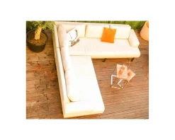 New Canapé d'extérieur haut de gamme tissu Sunbrella et teck