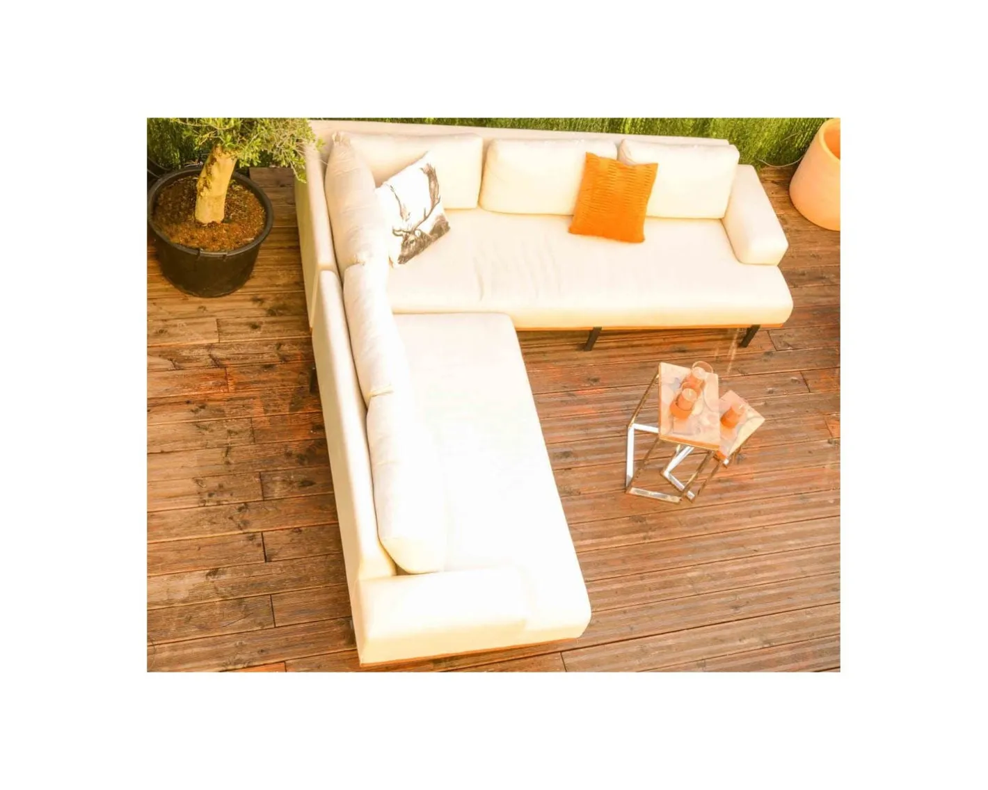 New Canapé d'extérieur haut de gamme tissu Sunbrella et teck "Maluku Island" Canapé De Jardin