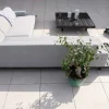 Canapé d'extérieur retour droit gris clair sans surpiqure structure aluminium noire "Sumbawa" Canapé De Jardin