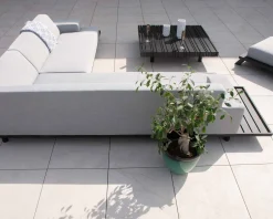 Canapé d'extérieur retour droit gris clair sans surpiqure structure aluminium noire "Sumbawa" Canapé De Jardin