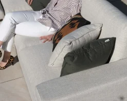 New Canapé d'extérieur ultra confort avec ottoman en tissu écru chiné