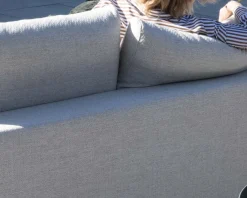 New Canapé d'extérieur ultra confort en tissu beige chiné et coussins décos