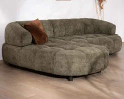 Online Canapé en tissu vert avec extension électrique et méridienne retour gauche "Syltan" Canapé D'Angle