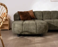 Online Canapé en tissu vert avec extension électrique et méridienne retour gauche