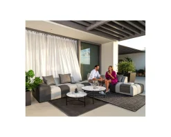 New Canapé extérieur avec angle gauche bi-teinte gris en tissu Sunbrella "Lazy Beach" Canapé De Jardin