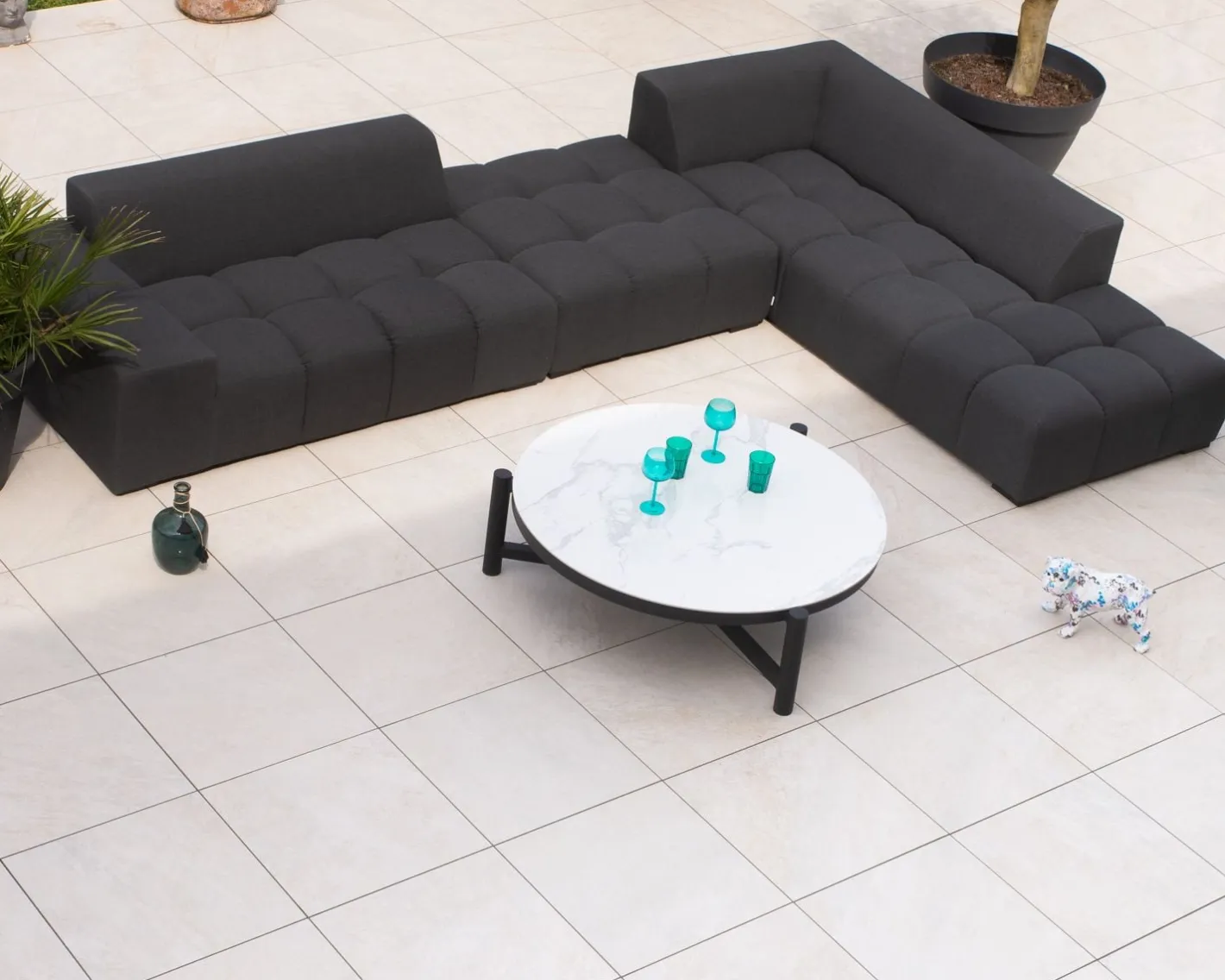 New Canapé extérieur design retour gauche gris foncé "Lazy Beach" Canapé De Jardin