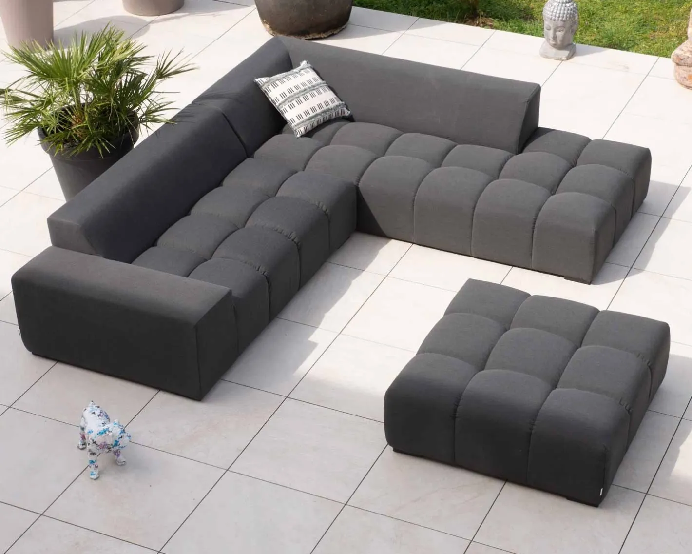New Canapé extérieur design retour gauche gris foncé "Lazy Beach" Canapé De Jardin
